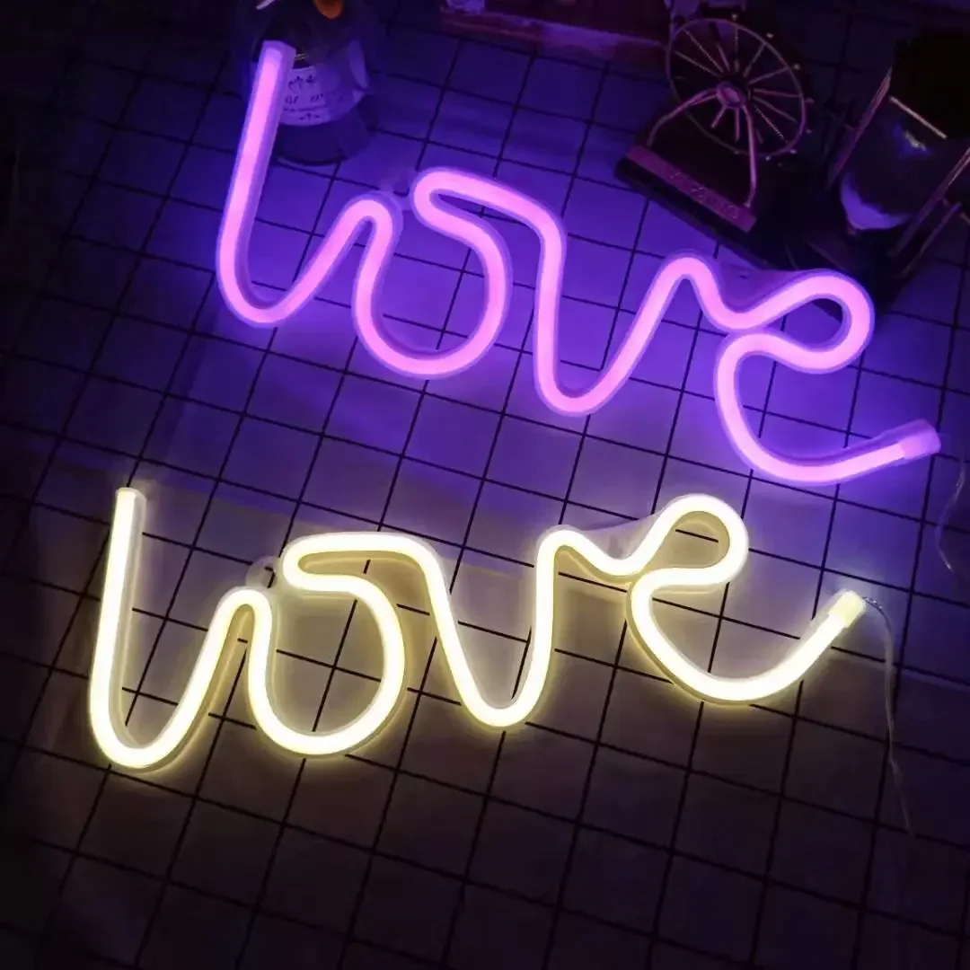 Love Neon Light Sign LED Letter Night Lamp Battery USB Powered Nightlight for Christmas Valentine\'s Proposal Wedding Decor