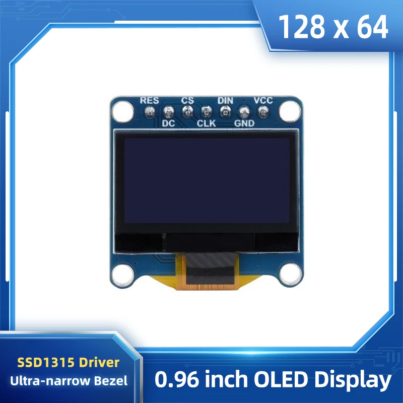 

0.96inch OLED Display Module 128×64 Resolution SPI / I2C Interface Screen for Raspberry Pi Arduino STM32