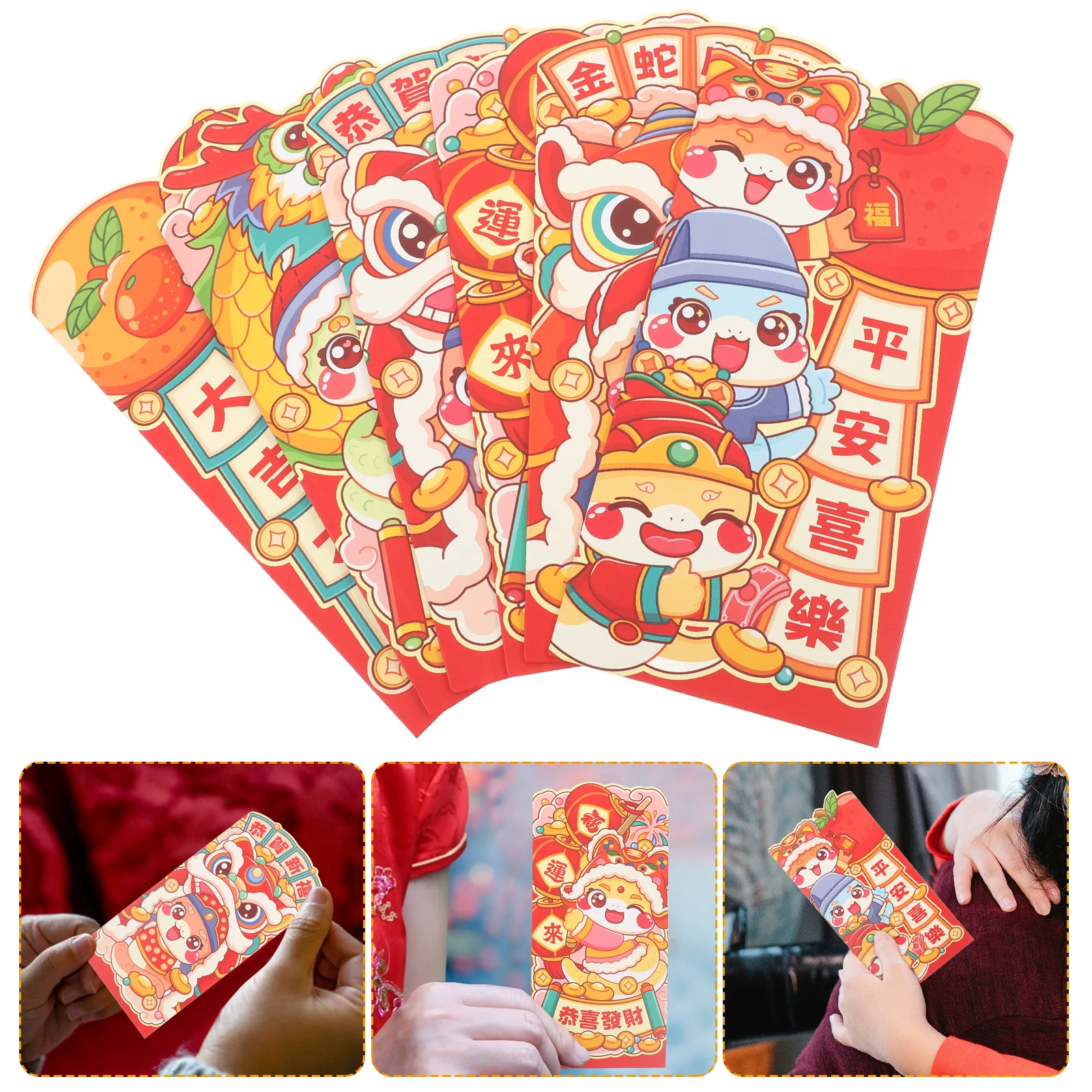 

12Pcs Chinese New Year Red Envelopes 2025 Cute Cartoon Hong Bao for Lunar New Year Spring Festival Birthday Weddings