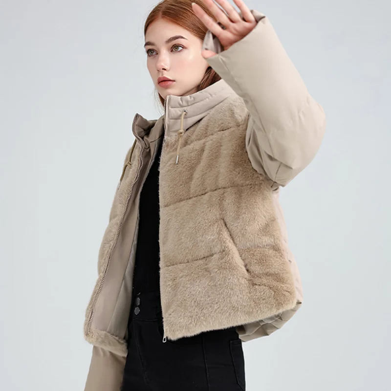 Short winter and autumn down jackets in solid colors, lightweight, pure white duck down, loose fit