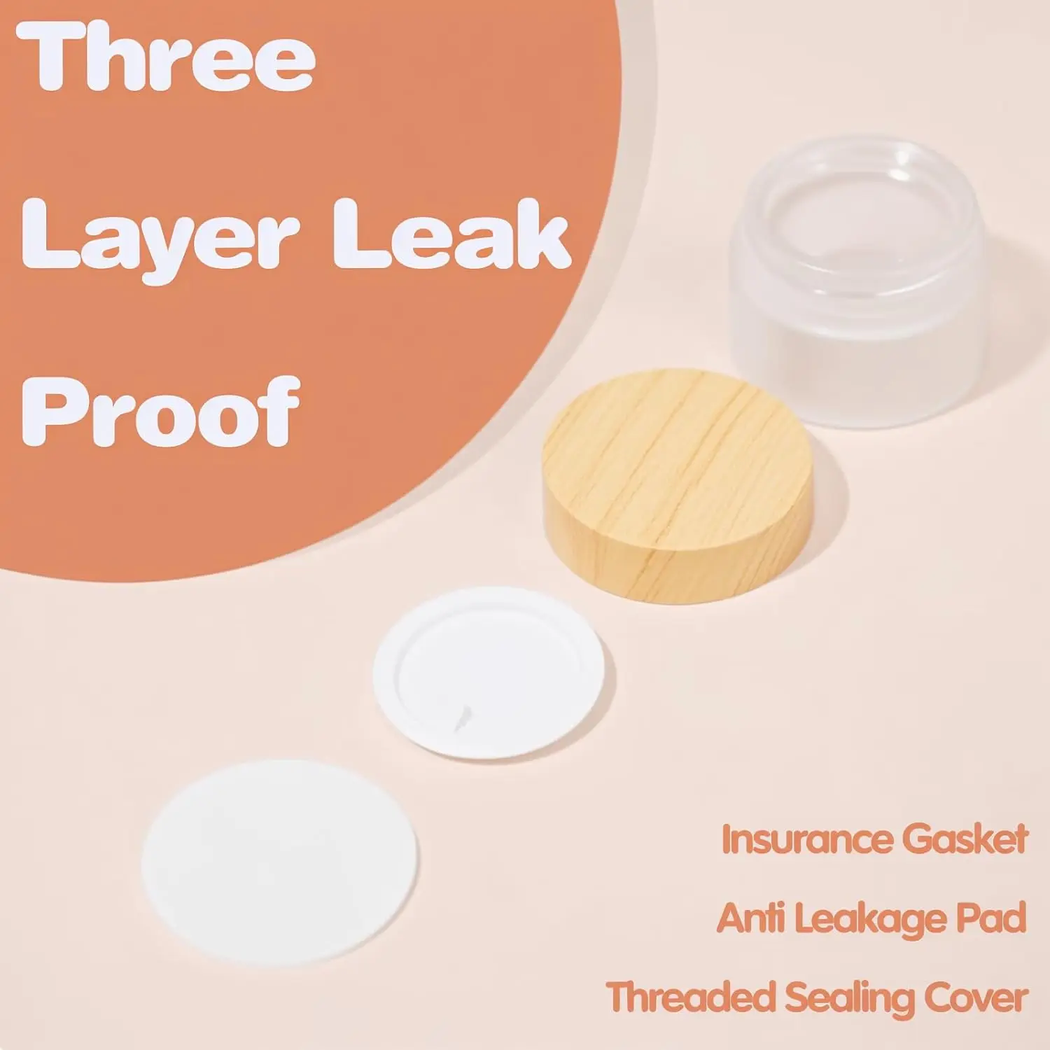 Barattoli di vetro smerigliato da 10 pezzi con coperchi in legno Contenitore cosmetico per crema a prova di perdite Bottiglia di stoccaggio riutilizzabile Fiala da viaggio portatile