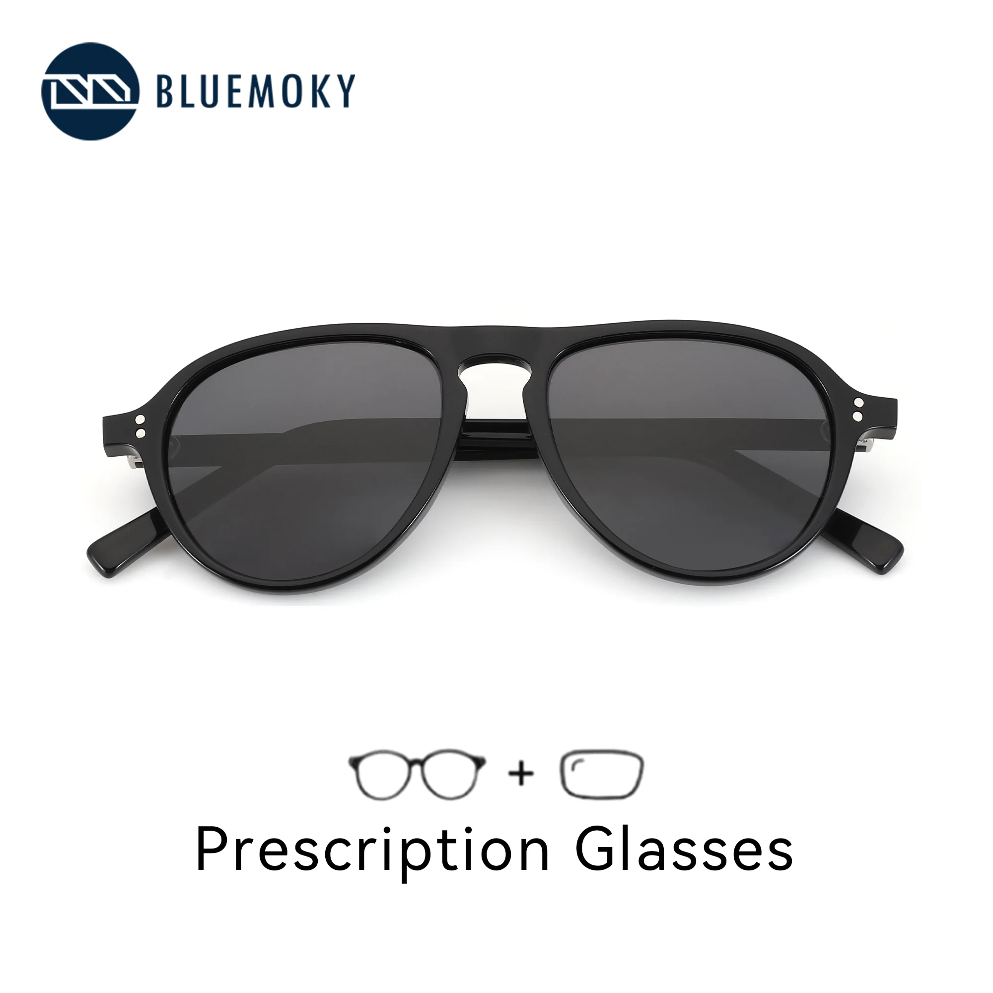 BLUEMOKY S Size Modish Square UV400 Sunglasses Prescription For Men Handmade Acetate Polarized Optical Sun Glasses