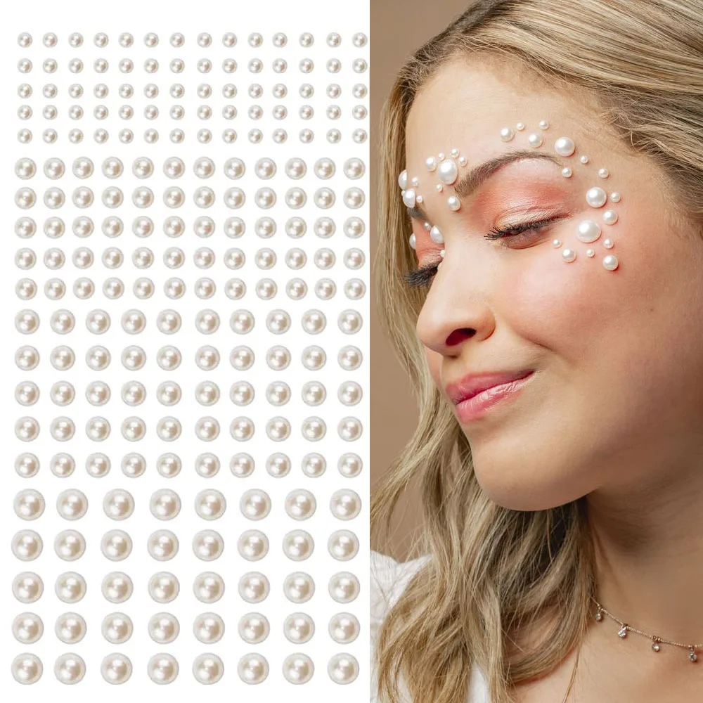 Zelfklevende halve kralen, 1650 stuks glittersteentjes stickers 3/4/5/6