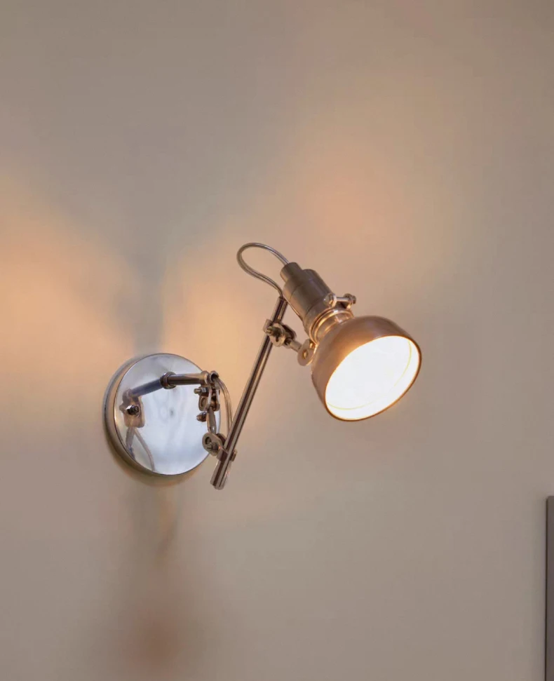 Amerikanische silberne Wandleuchte Stil E14 Glühbirne Schwingarm Wandleuchte Schlafzimmer Foyer Esszimmer Schlafzimmer Leseleuchten – Detail 6