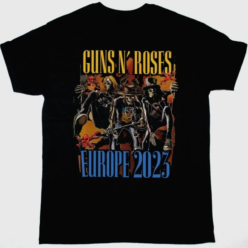 

GUNS N ROSES EUROPE TOUR T-Shirt Men Women Short Sleeve American Retro Band Tops Y2k T-shirt Oversize Tees Summer Men Streetwear