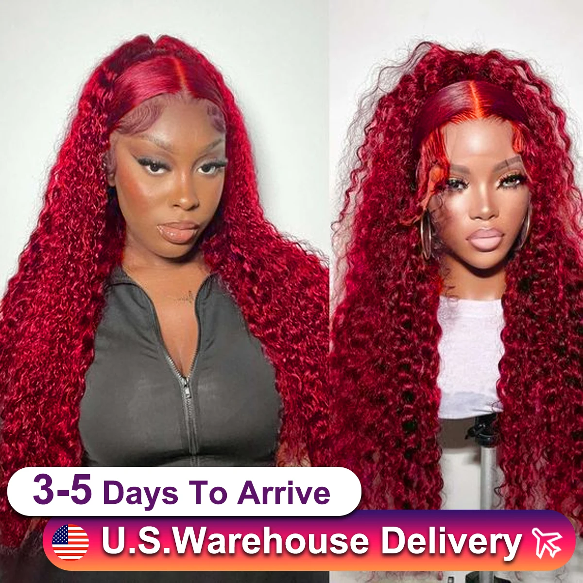 

32 34 36 Inch 200 Density Deep Wave 13x4 Lace Front Human Hair Wig Red Colored 13x6 Red Curly Lace Frontal Wig Brazilian HD Wine