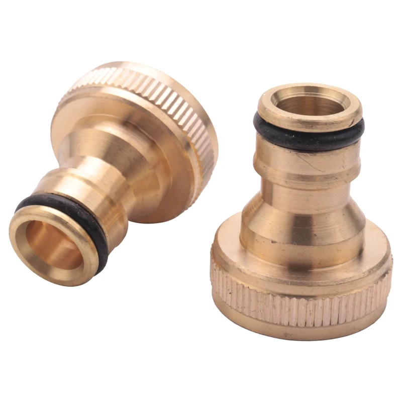 3/4 Inch 2 Way Hose Splitter Brass Y Valve Garden Tap Connector With 2 X3/4 Inch Brass Water Tap Outside Tap Kit
