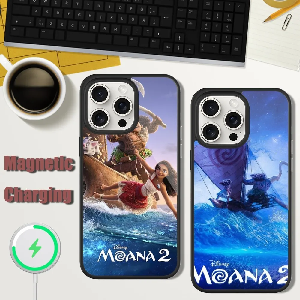 

MINISO Moana Cartoon Phone Case For iPhone 13 15 11 12 14 Plus Pro Max Glass Charging Magsafe Magnetic Cover