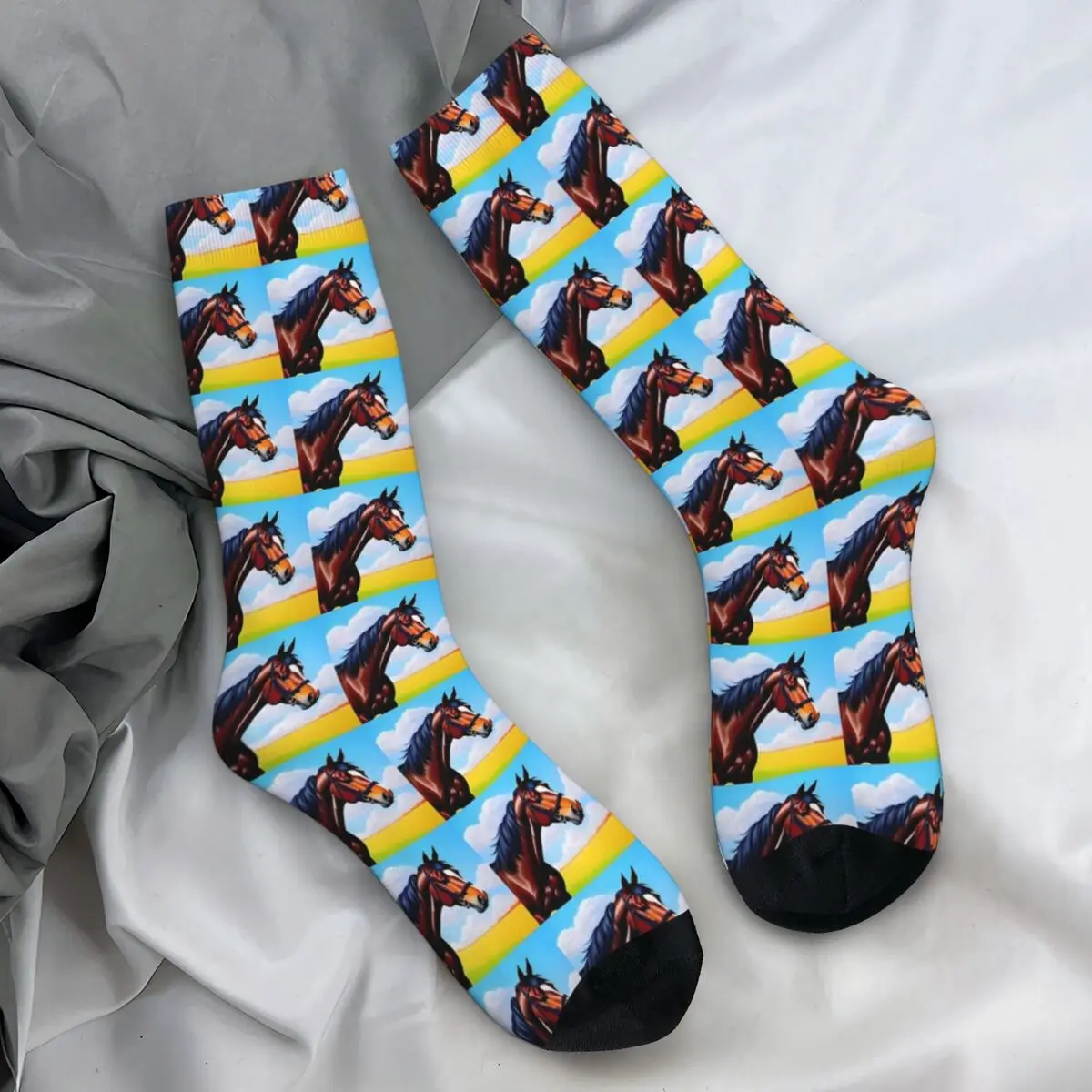 Funny Horse Stockings Unisex Animal Print Socks Soft Breathable Modern Socks Winter Outdoor Non Skid Graphic Socks Gift