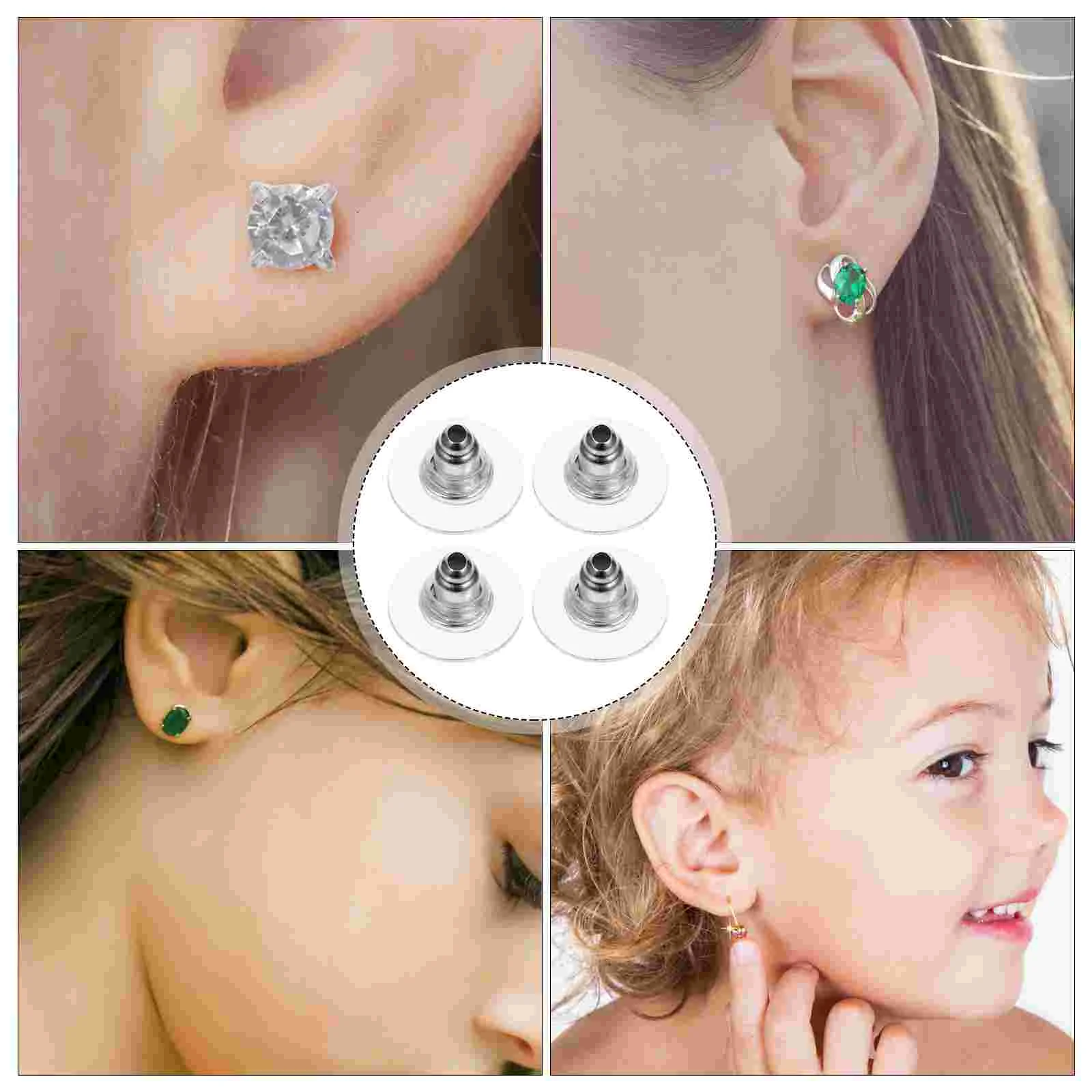 100 Pcs Stud Plugs Earring Backings Accessories Simple Stoppers Wrinkle Plastic Backs Replacements for Earrings