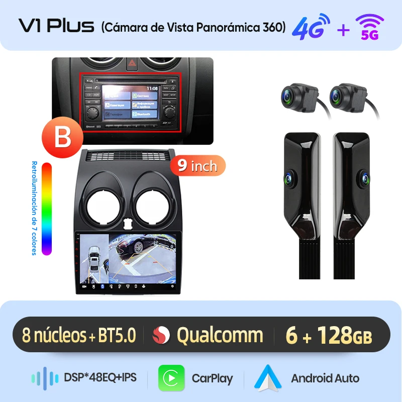 Junsun Radio Voz AI voor Nissan Qashqai J10 2006-2013 draadloze CarPlay Android Auto autoradio 2DIN met Bluetooth DAB+ GPS RDS