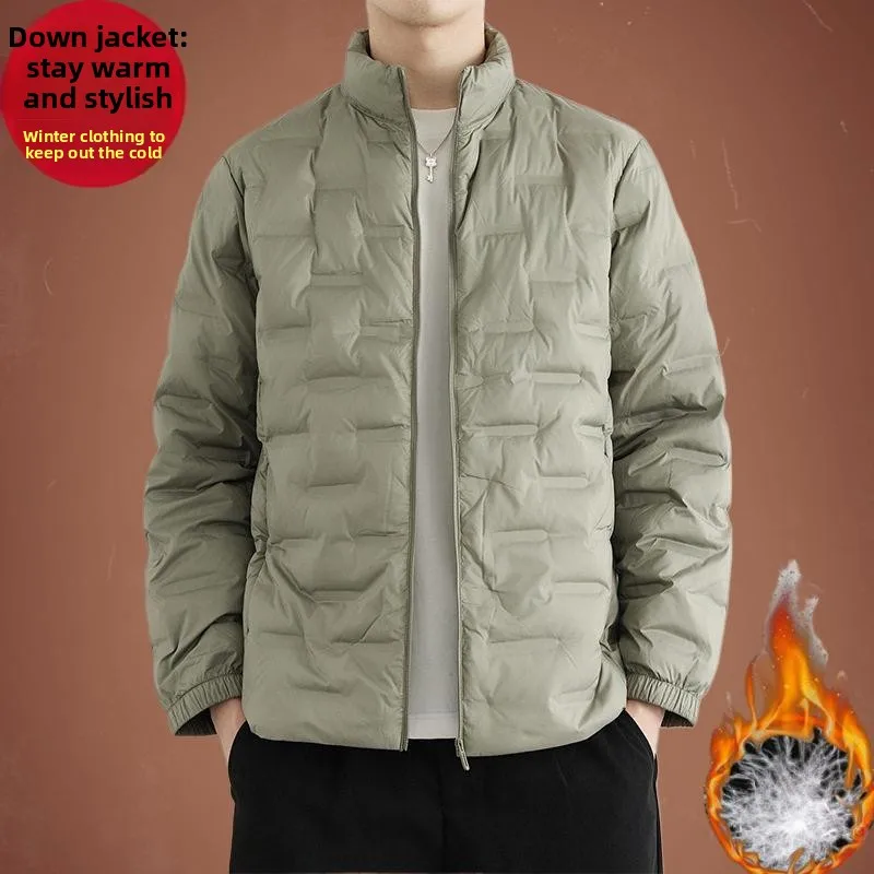 

Shen's New 25 down Jacket 9206 Model Photo Shoot Men's Thickened Grey Duck down Jacket Warm Polyester Fiber Sportswear