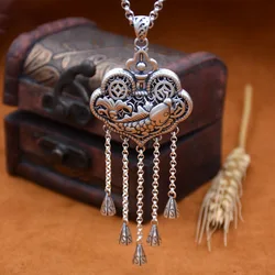 New in Exquisite Ruyi Lock Long Tassel Pendant silver 925 Exquisite Design Carp charms necklaces Banquet Jewelry Gift