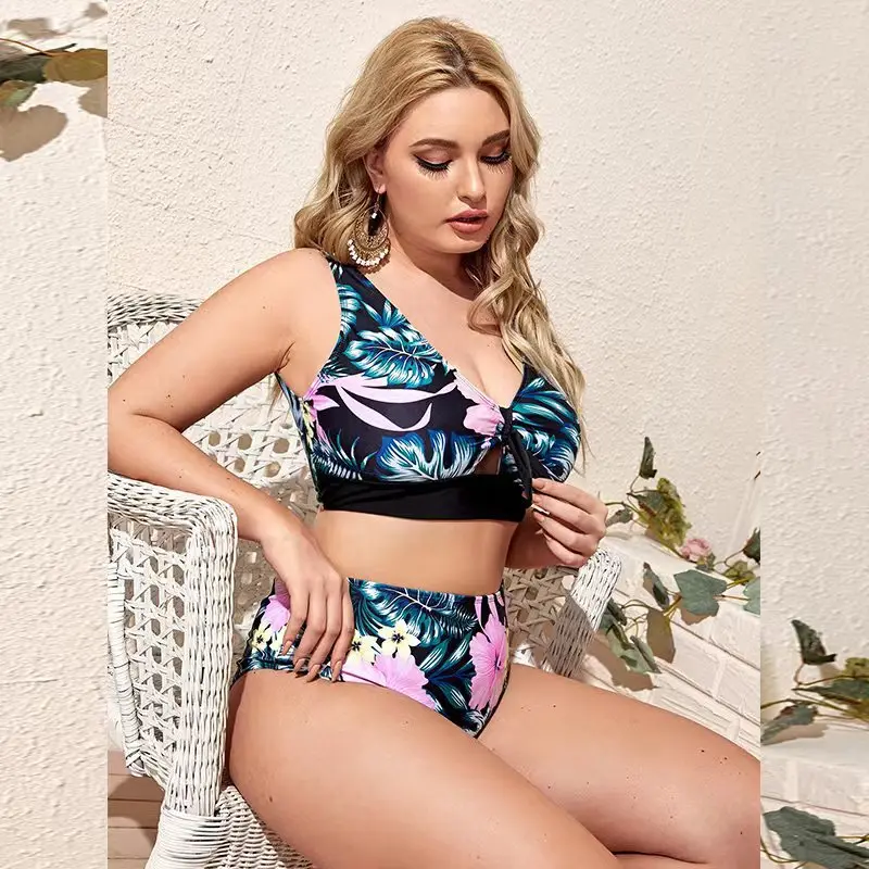 Zestaw seksowne Bikini z nadrukiem Plus Size stroje kąpielowe 2024 kobiet dwuczęściowy strój kąpielowy stroje kąpielowe Push Up kobieta kostium