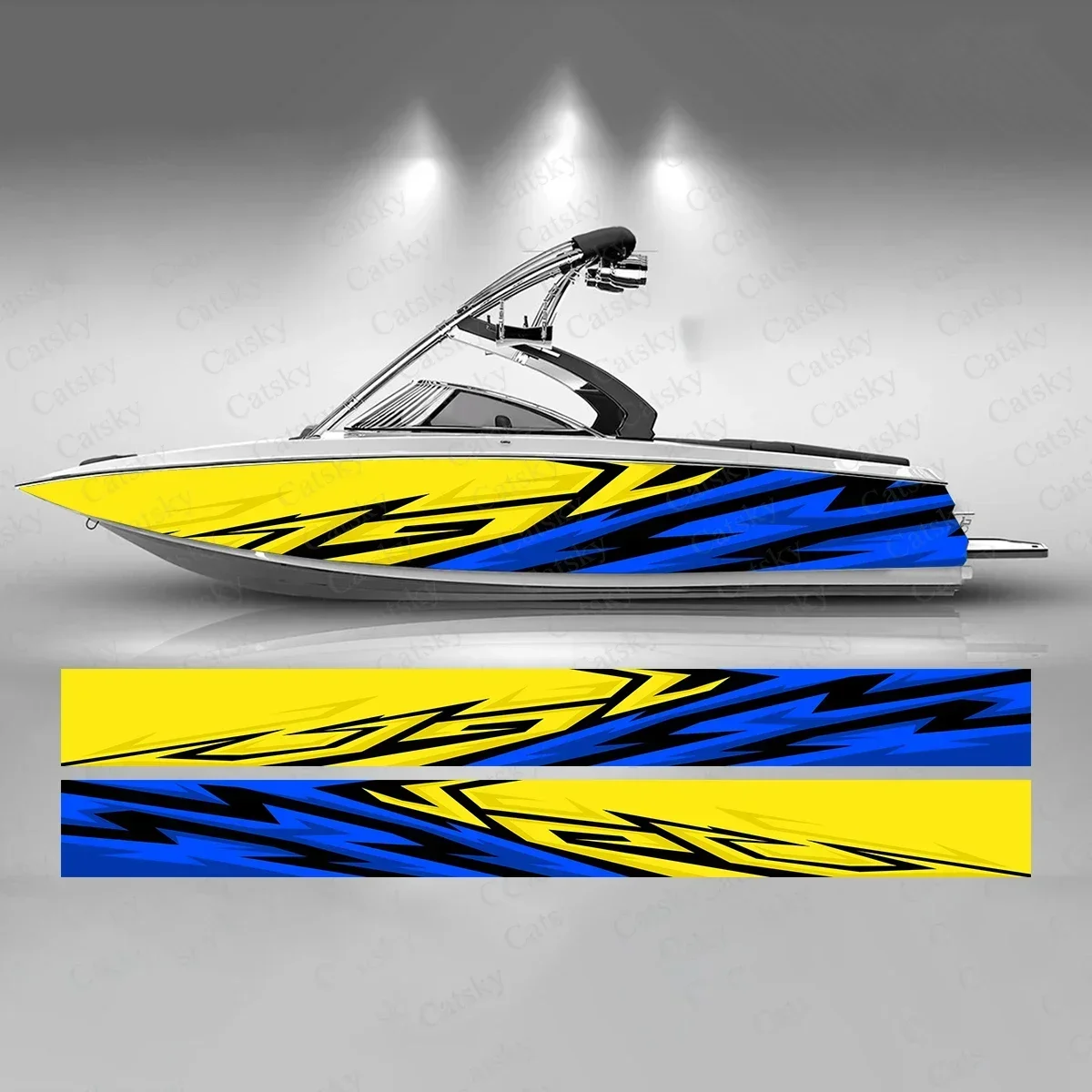 Colorful Gradient Stripes Cool Boat Sticker Fashion Custom Fish Boat-Sticker Vinyl Waterproof Boat Wrap Graphic Boat Wrap Decal