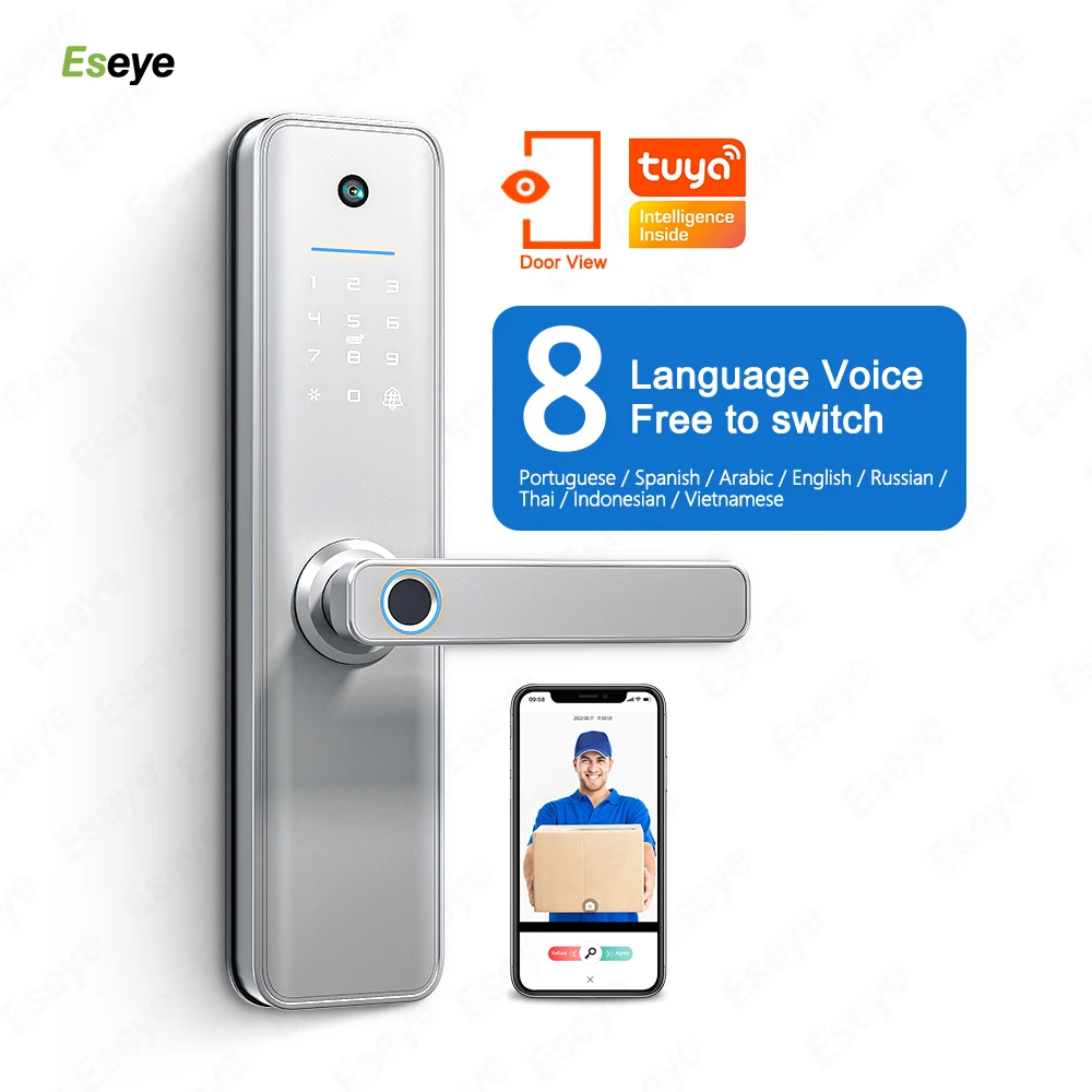 

Eseye Lock Manufacturers Wifi Tuya Smart Life App Password Mortise Lock Smart Door Lock with Camera