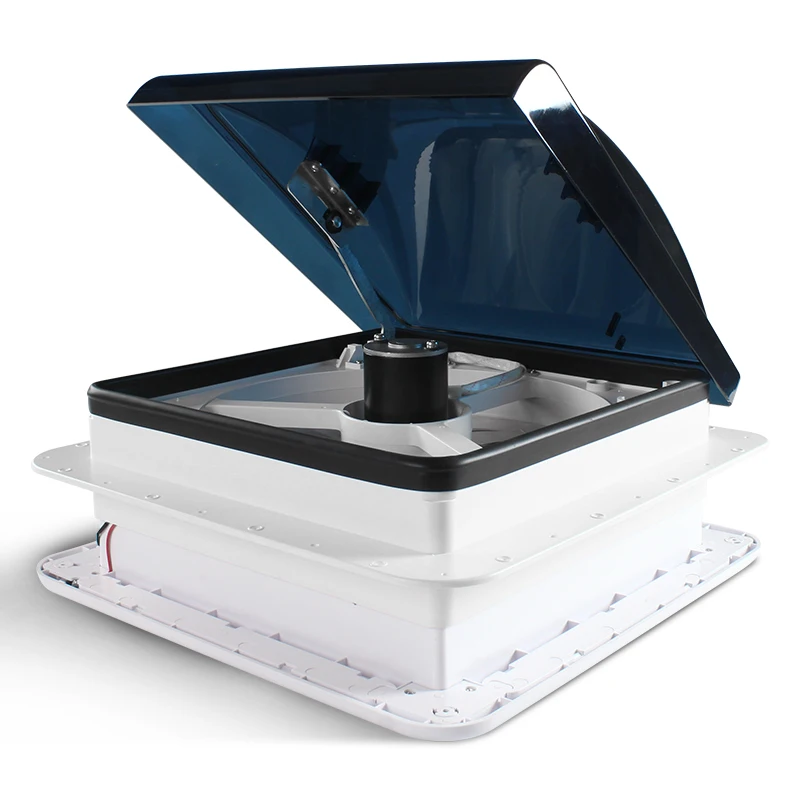 

STLF TYTXRV 14'' DC12V 340mm RV Roof Vent Fan Vento 6 Speed with LED Light Manual Lifting Caravan Exhaust Fan Smoke Lid