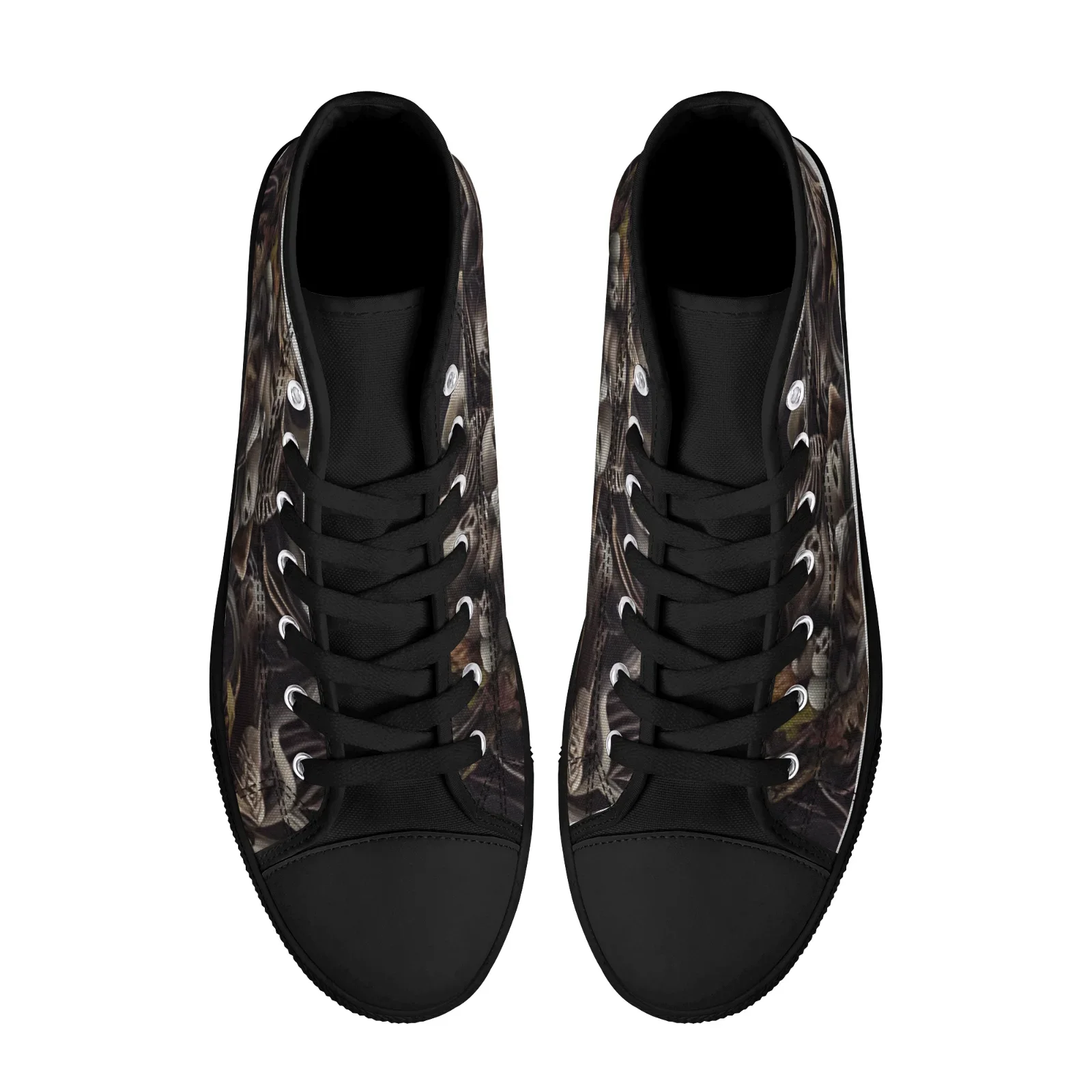 Men's Canvas Shoes Skeleton Gothic Skull Prints Classic High Top Vulcanized Shoes Teens Boys Flats Walking Shoes view 6