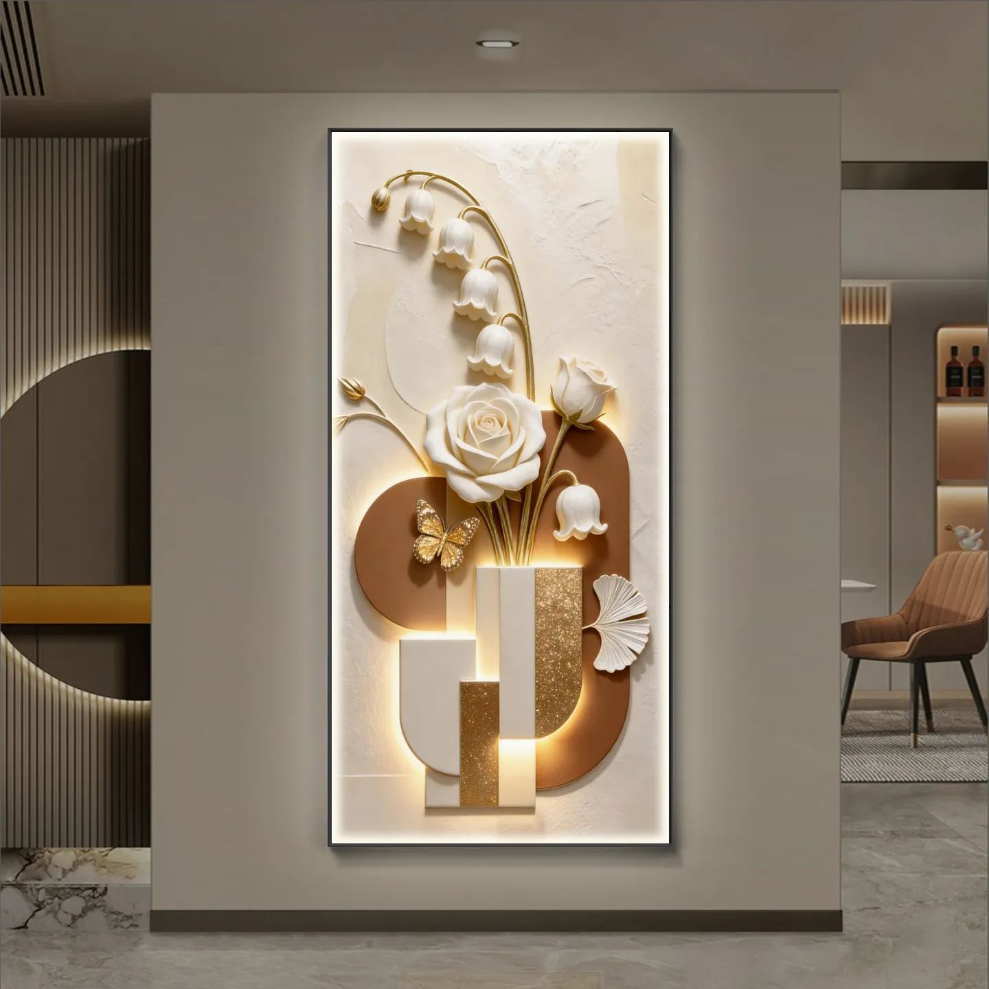 Fanghe Jingsheng Modern Light Luxury Decorative Painting Premium Vertical Mural Lamp