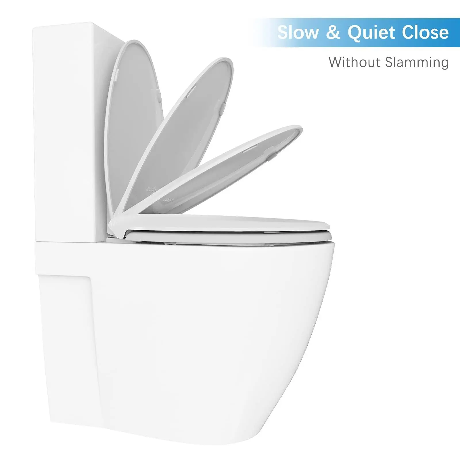 Round Toilet Seat, 19 Inch Round Toilet Seat for Round Toilets, Quiet-Close Lid and Seat, Easy to Install and Clean, White