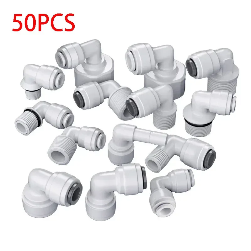 50PCS    90 degree elbow RO water accessories 15 types of male and female threads 1/4 3/8 POM hose PE pipe joint filter