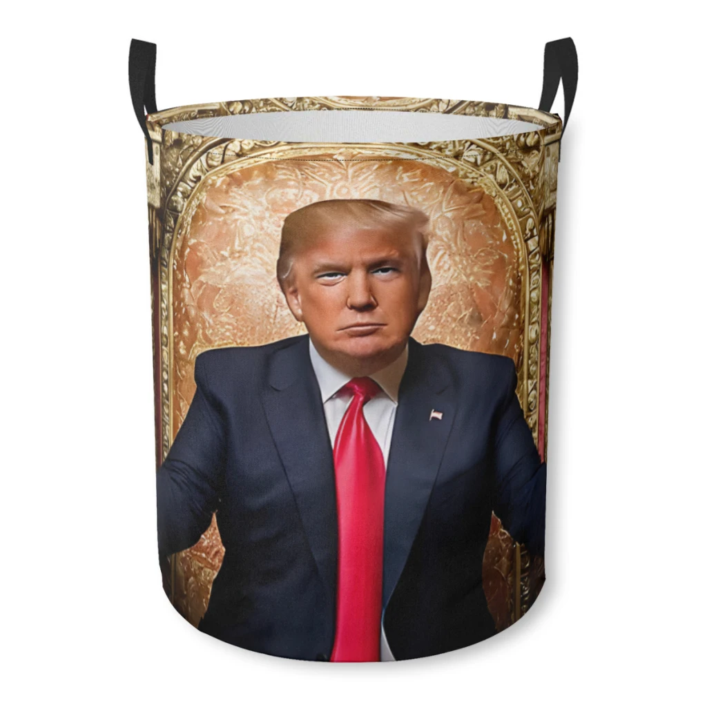 

Donald Trump The Trumpian Seat Of Power Bundle Device Laundry Basket Fabric Laundry Moving Folding Dirty Laundry Basket Cartoon