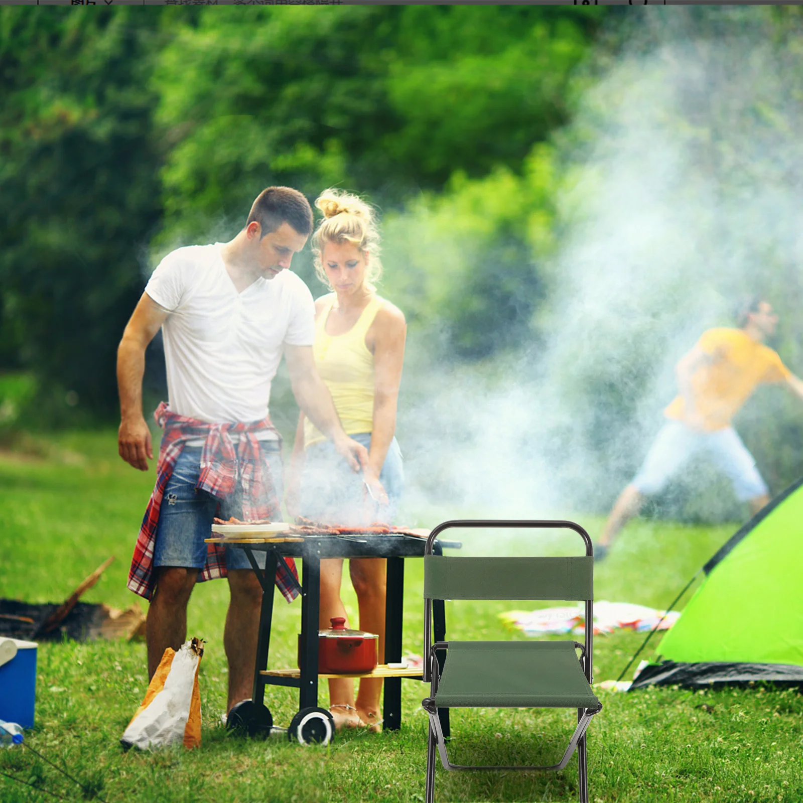 Outdoor Foldable Chair Small Portable Lightweight Camping Fishing Stool Compact Folding Chair for Garden Picnic