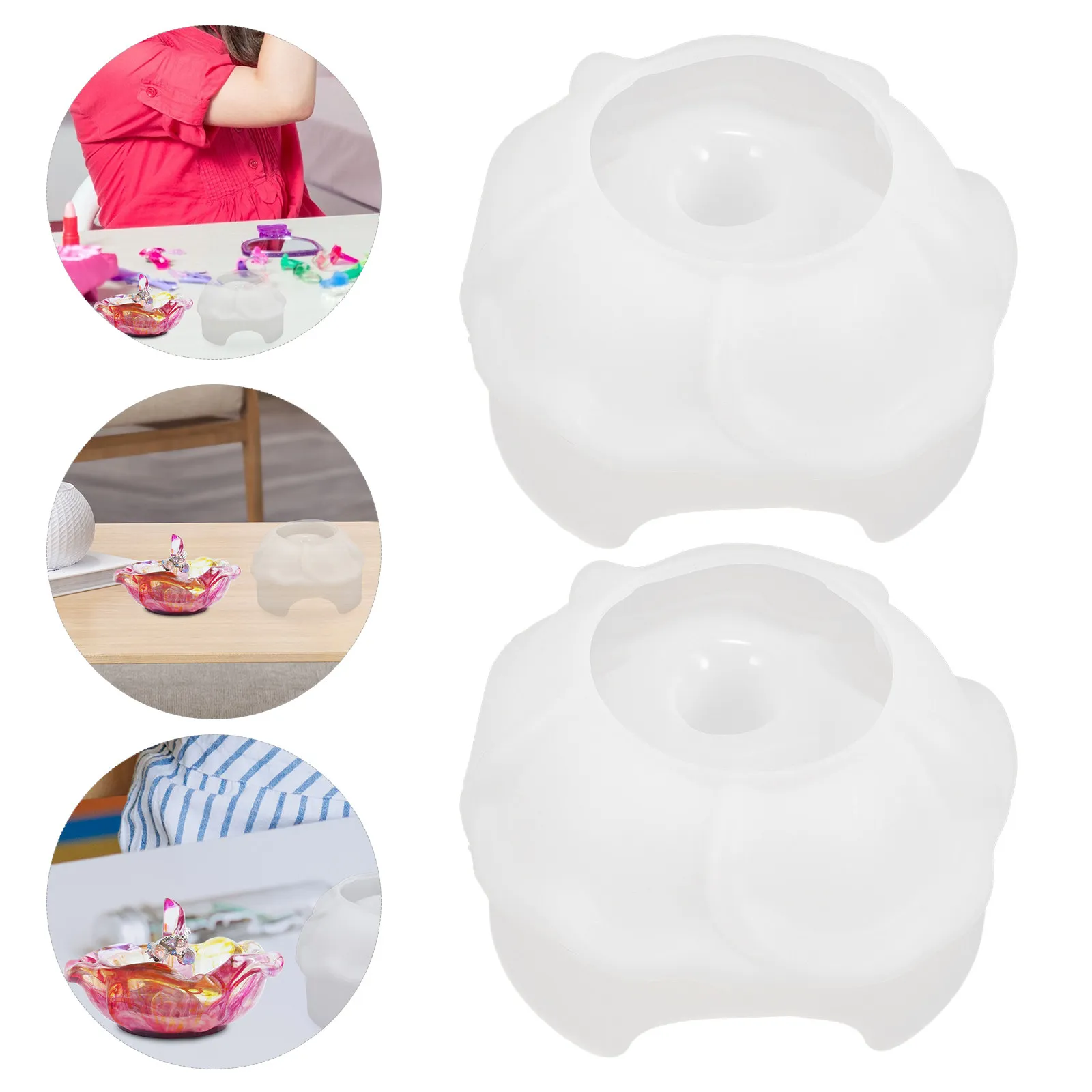 

Набор из 2 силиконовых форм для держателей колец из кристаллической смолы, многофункциональные формы для изготовления подставок для колец, для творчества с эпоксидной смолой