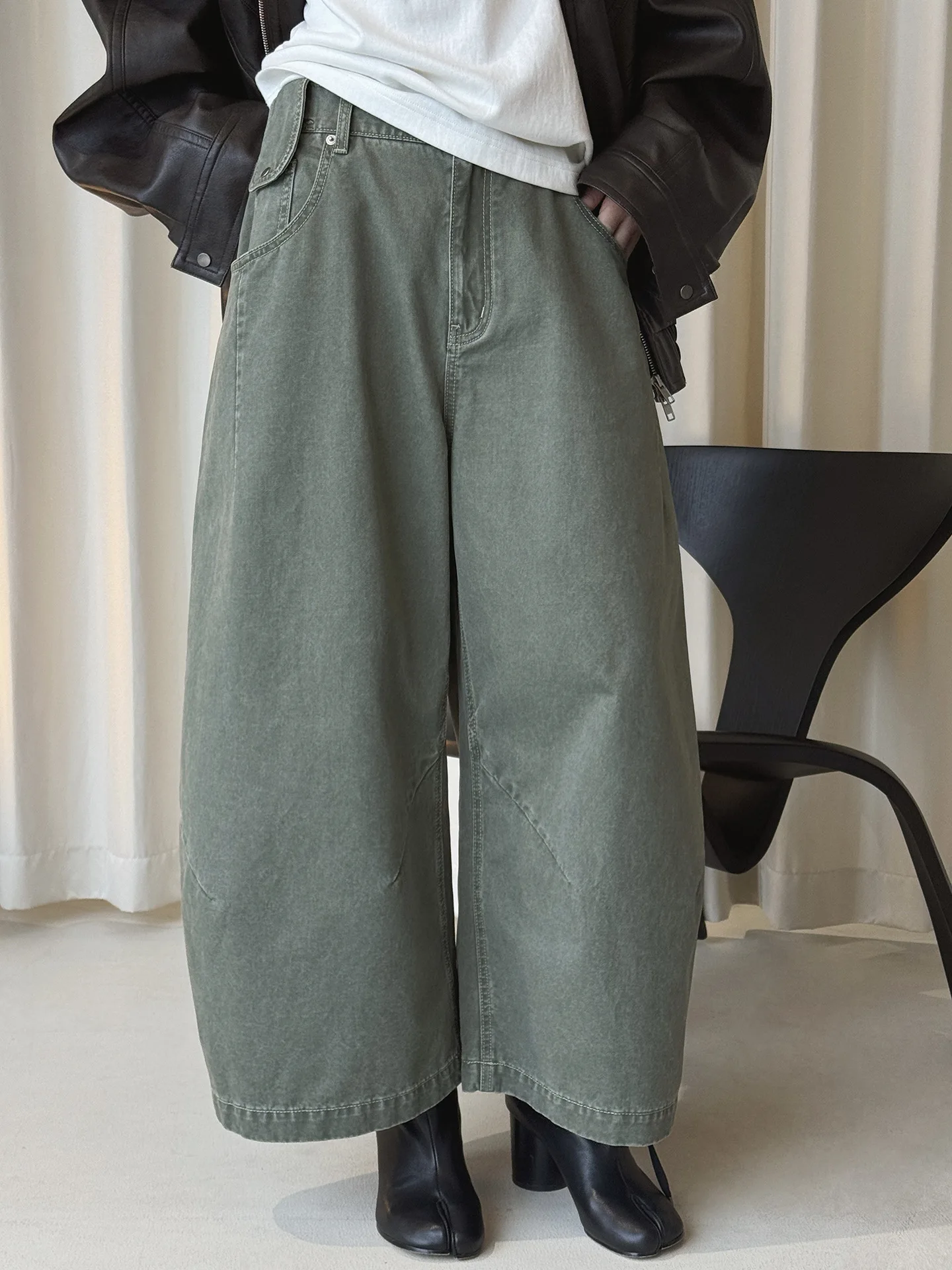 Début du printemps nouveau style de vêtements de travail coréen taille semi-élastique lanterne pantalons décontractés pantalons amples à jambes larges pour les femmes
