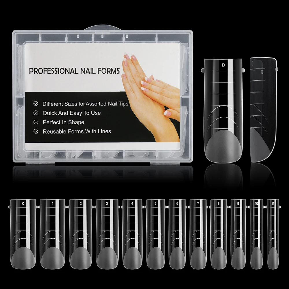 Dual Forms Tips Quick Building Gel Mold Nail Systeem Volledige Cover Tips Nail Uitbreiding Formulieren Top Mallen Voor Bouwen Vorm