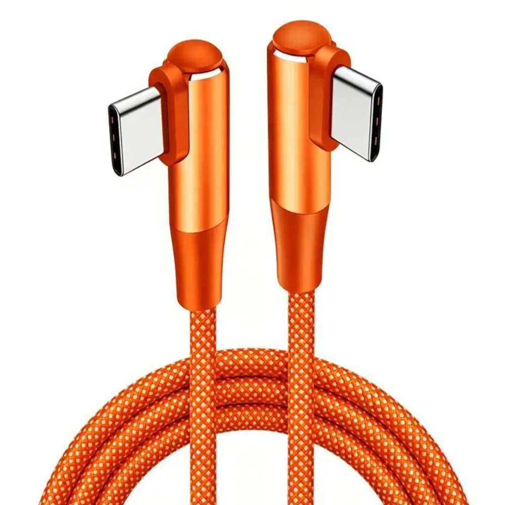 Professional PD 100W USB Type-C Cable 20V 5A Data Transfer USB-C Data Cord Orange Elbow USB-C Cable for Laptop Phone Tablet