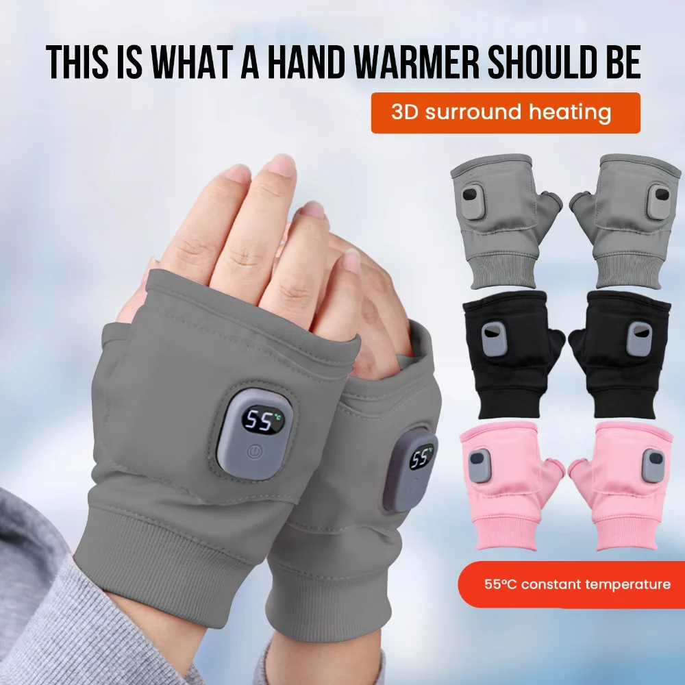 

Перезаряжаемые USB-перчатки без пальцев с электрическим подогревом, 3 уровня нагрева, электрические грелки для рук, термоперчатки для использования в помещении и на открытом воздухе
