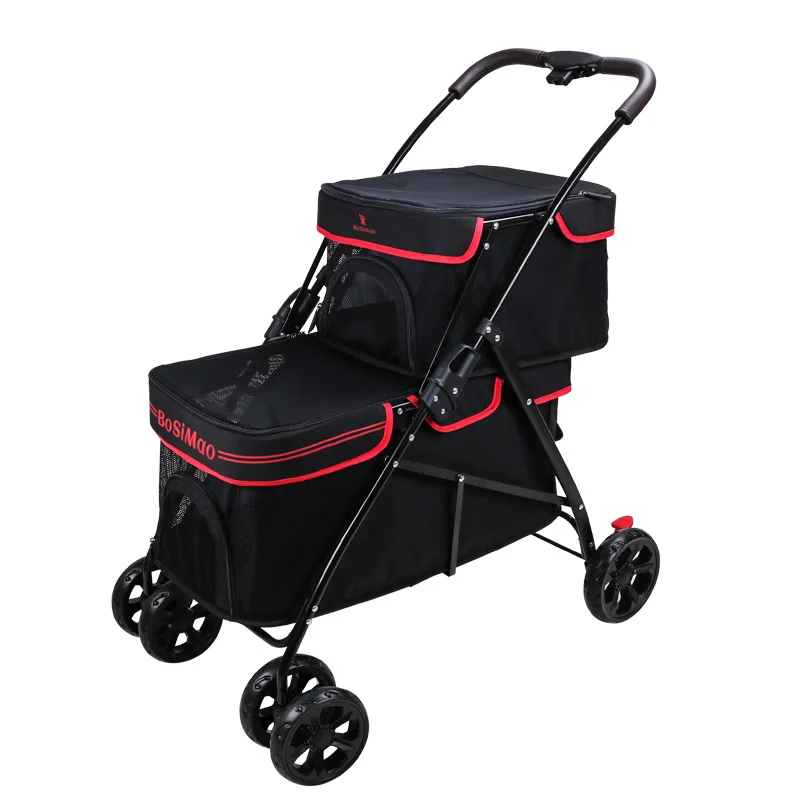 Small and Medium-sized Dog-type Pet Double-decker Trolley Large Trolley Enlarged and Widened Walking Dog and Cat Out Trolley