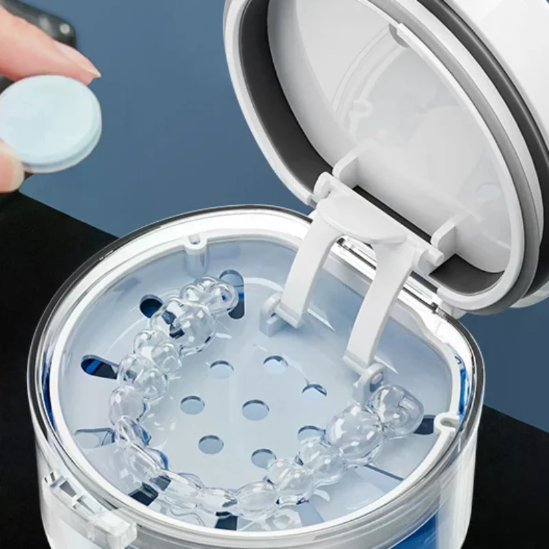 Orthodontic Retainer Double Layer Braces Storage Box Soaking Invisible Teeth Denture Cleaning Tooth Storage Portable Belt Case