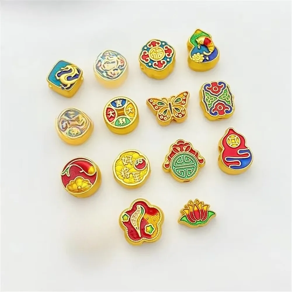 Oude Gouden Lotusblad Koi Kalebas Geluk Kralen Handgemaakte DIY String Armband Ketting Sieraden Materiaal Accessoires