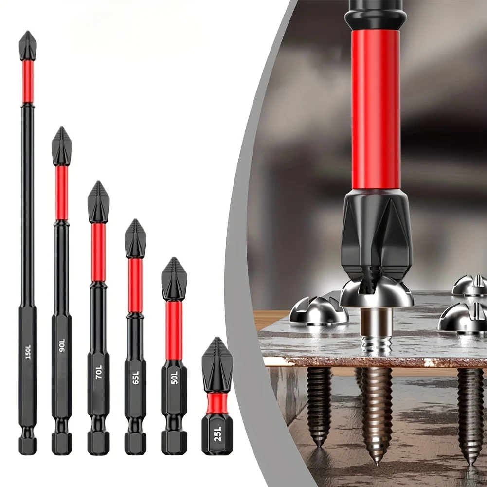 Non-Slip Impact Batch Head Strong Magnetic Cross High Torque Hardness Screw 25/50/65/70/90mm/150mmWaterproof Ph2 Screwdriver Bit