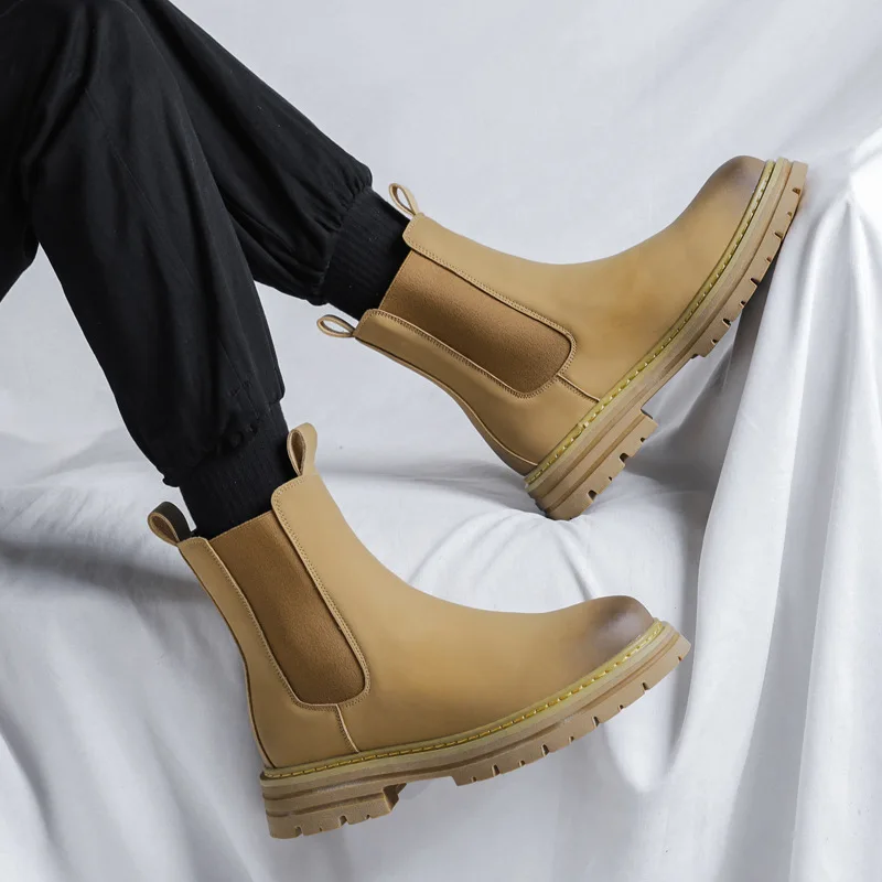 

mens chelsea boots luxury fashion original leather shoes party banquet dress cowboy platform boot spring autumn short botas mans