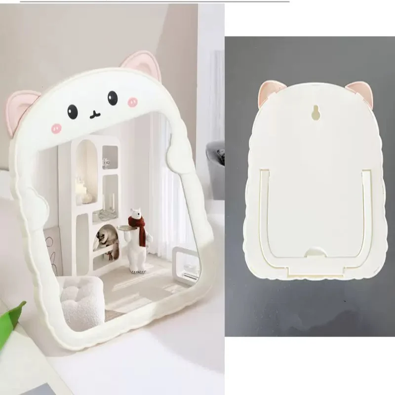 

Foldable Cat-Ear Makeup Mirror | Cute Animal Design, Polished Plastic Frame, Multi-Color Options | No Power Needed, Ideal for Be