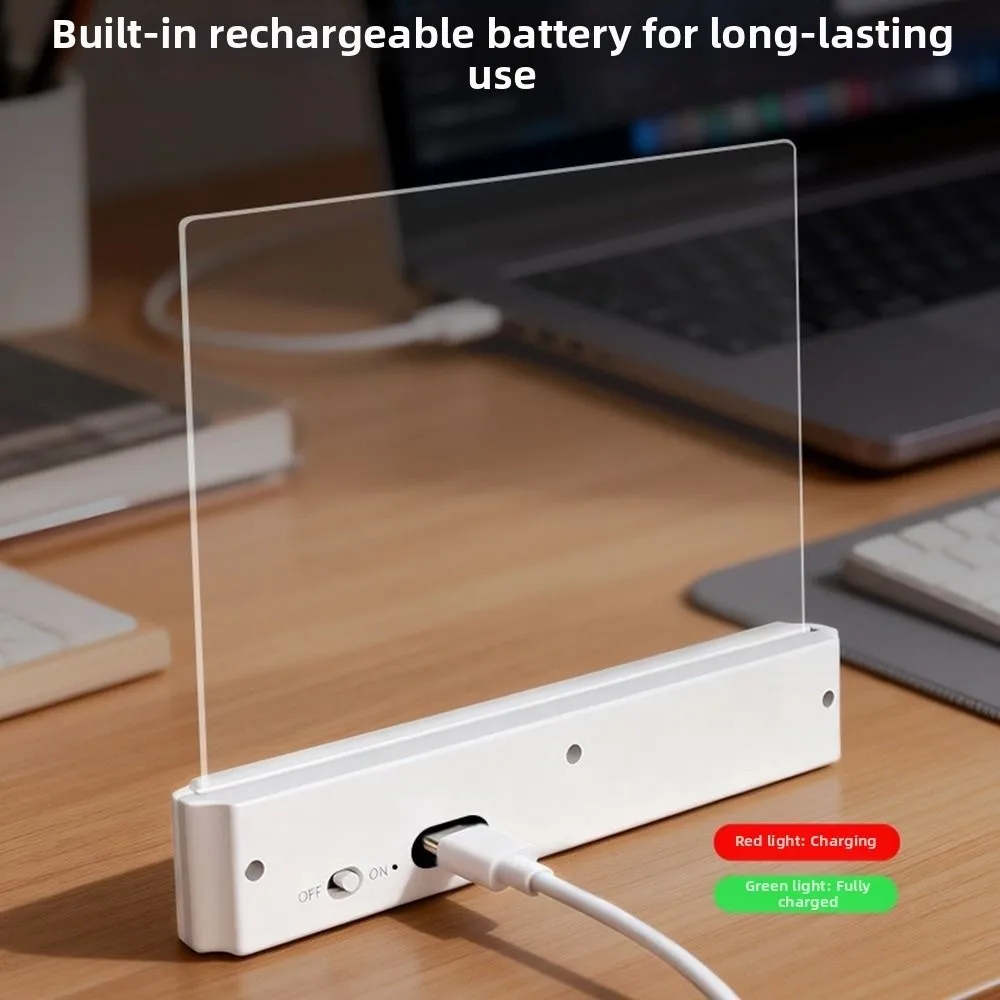 Portable Rechargeable LED Book Light Flat Panel Transparent Flat Reading Light 3 Color Lights Dimmable Clear Night Light Bedtime