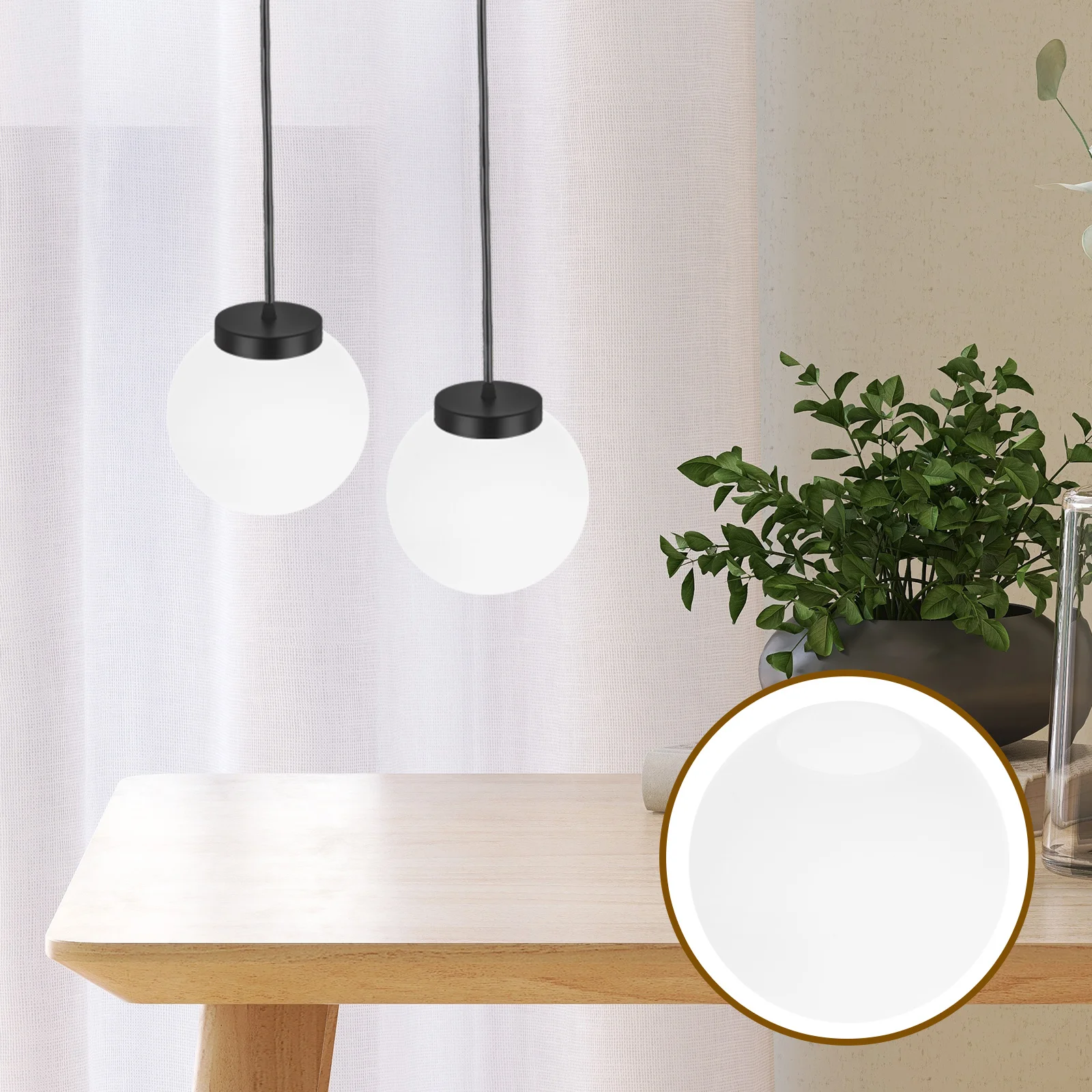 

Round Matte Glass Lampshade White Replacement Cover for Pendant Light Fixture Easy to Install Ceiling Hanging Lamp Diffused Warm