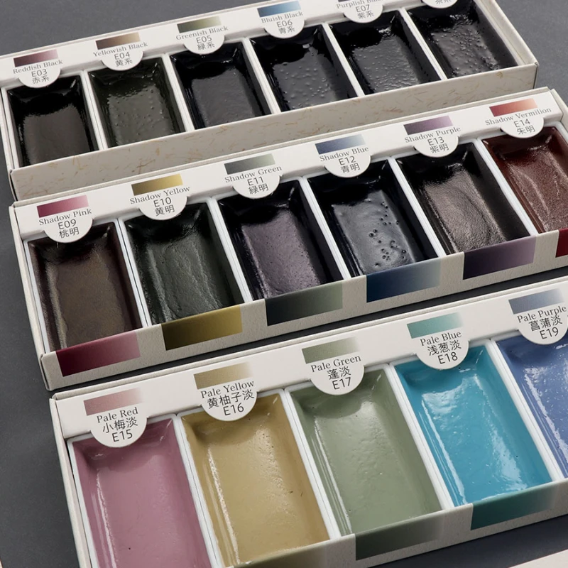 Japan MOYUNTANG Solid Watercolour 6 Colors Set Ink Painting Ink Nail Watercolour Large Plate Drawing Acuarelas Art Supplies