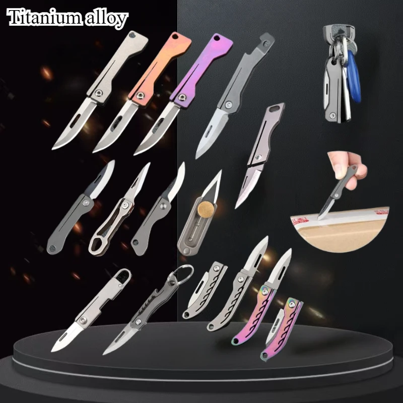 NEW Titanium Alloy Mini Folding Knife for Outdoor Camping EDC Portable Unboxing Sharp Knife with High Hardness D2 Blade