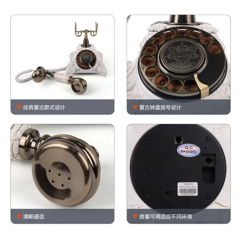 Vintage telephone, button-type fixed landline, guest room, office, home use, hotel antique style view 3