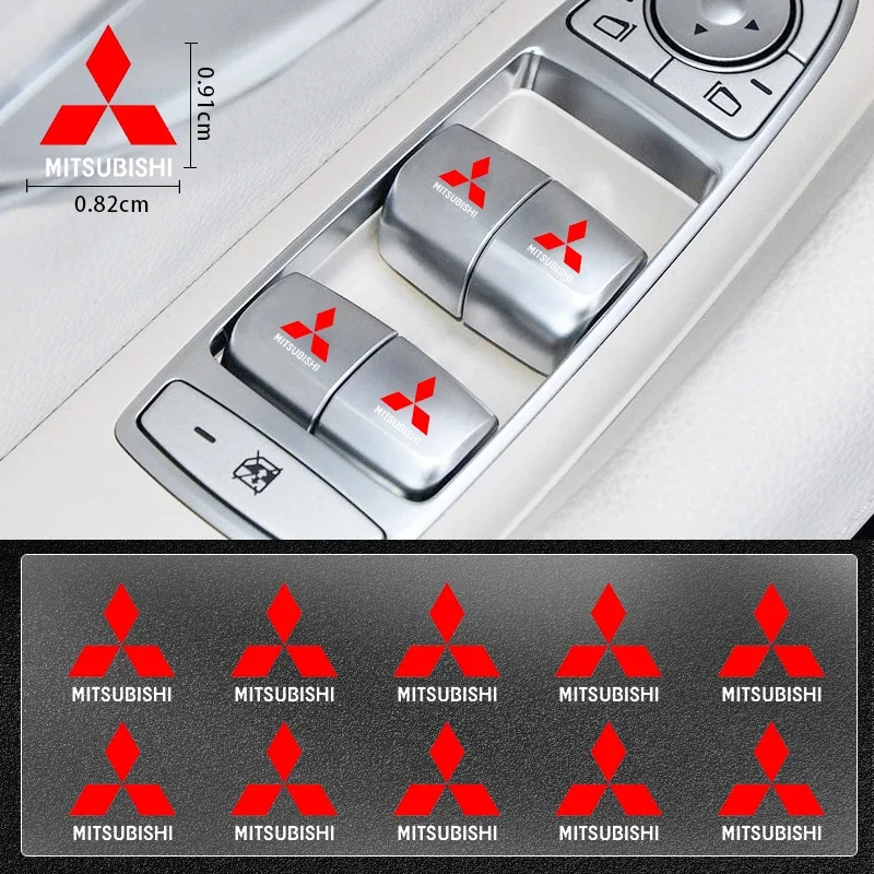 Car Window Control Button Mini Sticker Mini Decal For Mitsubishi Asx Lancer Pajero 4 Outlander 3 Xl l200 EX10 X Colt Pajero Logo