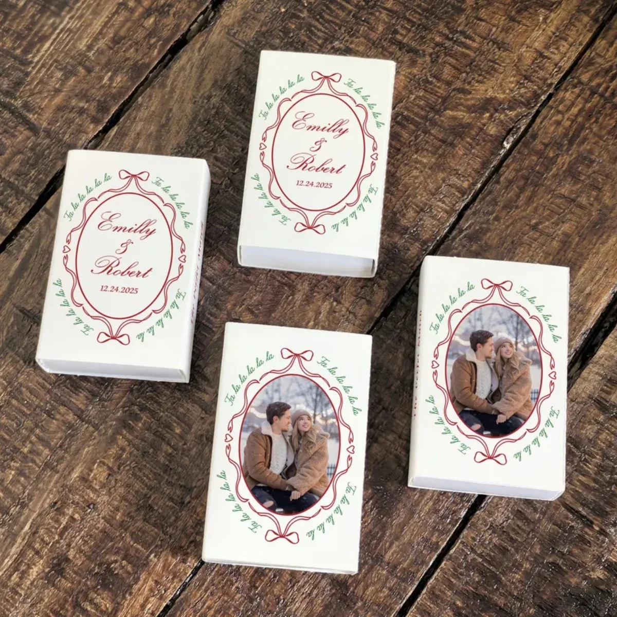 

Personalized Christmas Wedding Matchbox Favors – Custom Photo Holiday matchboxes for Guests