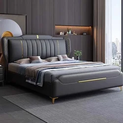 Cama de dormitorio de lujo, mueble nórdico Multifuncional, tamaño King, Cama doble de Hotel, salón moderno