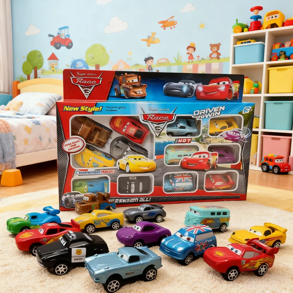 ديزني 12 قطعة/المجموعة بيكسار سيارة القوة الخلفية البرق ماكوين جاكسون 6 سنتيمتر العاصفة ماتر نموذج سيارة مرافقة لعب الاطفال هدايا عيد الميلاد #2