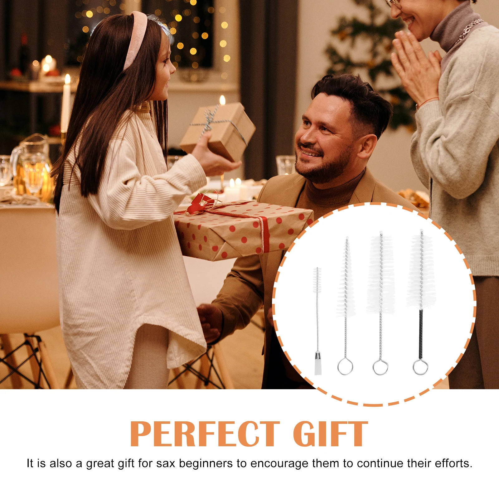 

4 Pcs Mouthpiece Cleaning Brush Saxophone Tools Brushes Tenor Neck Flute Universal Musical Instrument Horn