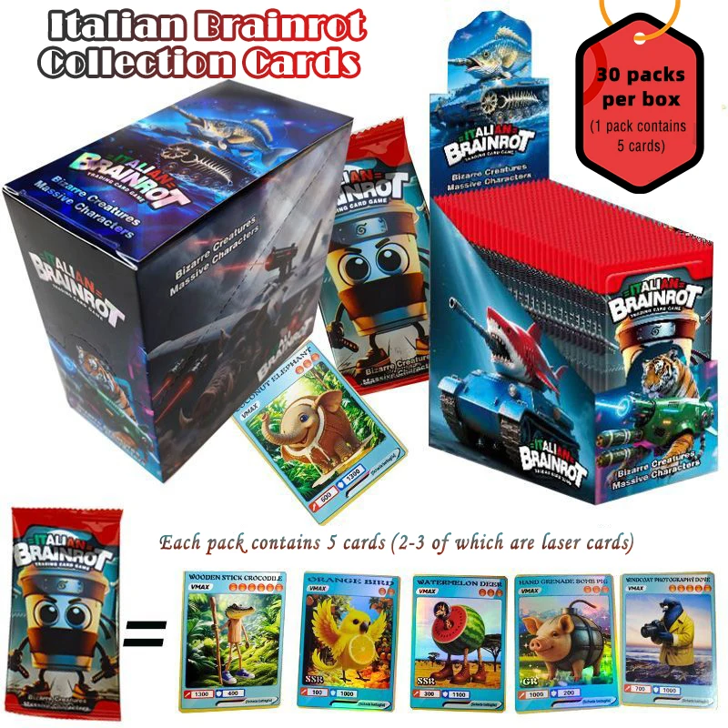 30 packs a box Italian Brainrot Collection Cards Set Tralalero