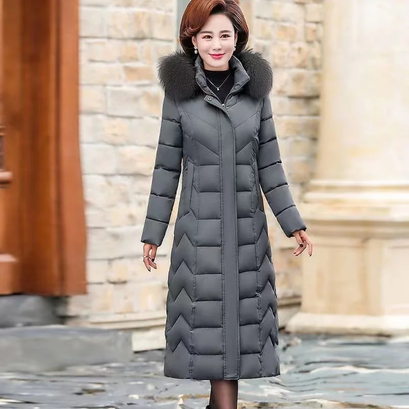 

2024 New Winter Women's Long Parkas Fashion Slim Warm Jacket Temperament Thick Cotton Coat Lady Windproof Hooded Overcoat